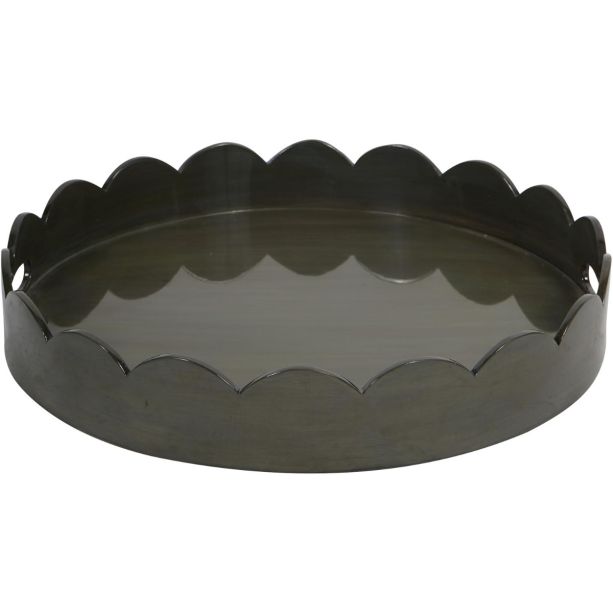 Lacquer Round Tray Olive with Scallop Edge by Libra Designs | Style Our Home
