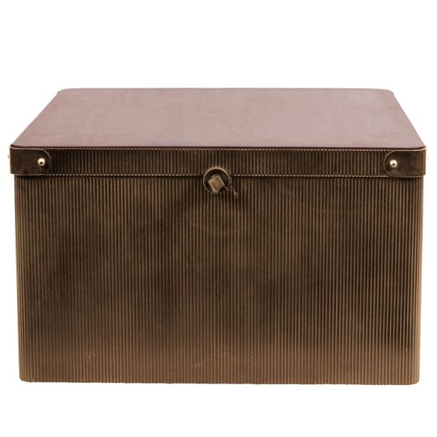 Hunter Corrugated Antique Gold Storage Trunk Coffee Table by Libra Designs | Style Our Home
