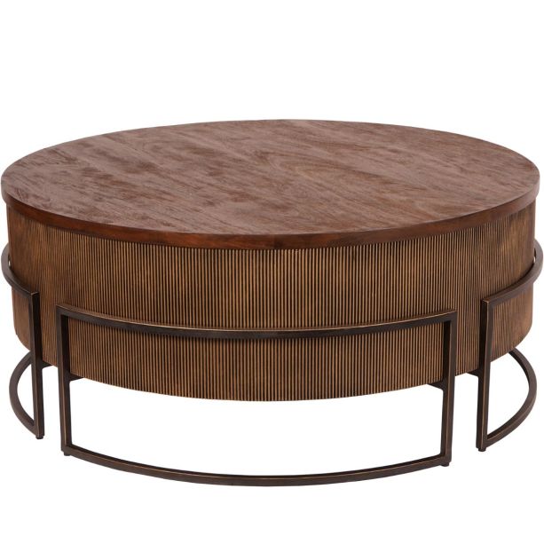 Hunter Corrugated Antique Gold Accent Table by Libra Designs | Style Our Home
