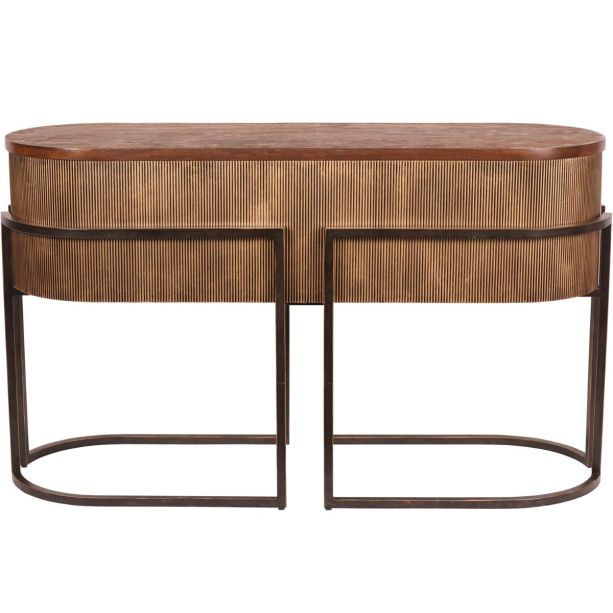 Hunter Corrugated Antique Gold Console Table by Libra Designs | Style Our Home
