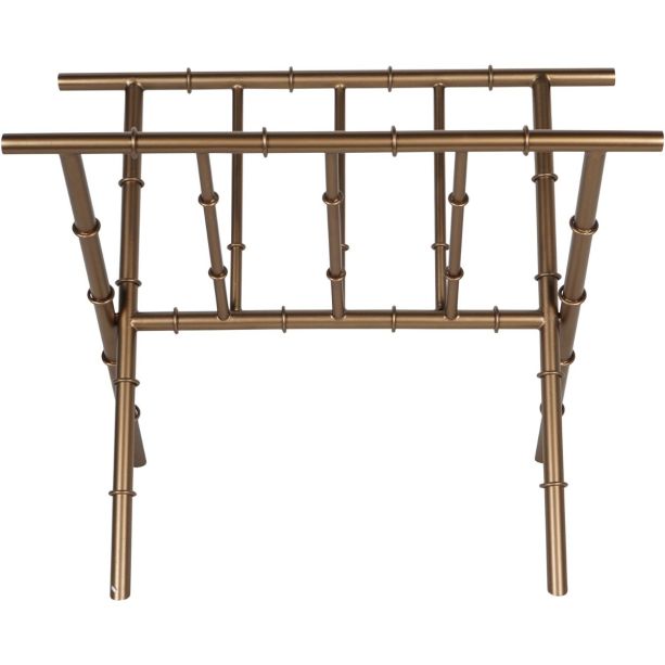 Laura Ashley Antique Brass Bamboo Finish Magazine Rack
