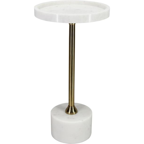 Marble Top and Base White Table with Metal Leg by Libra Designs | Style Our Home
