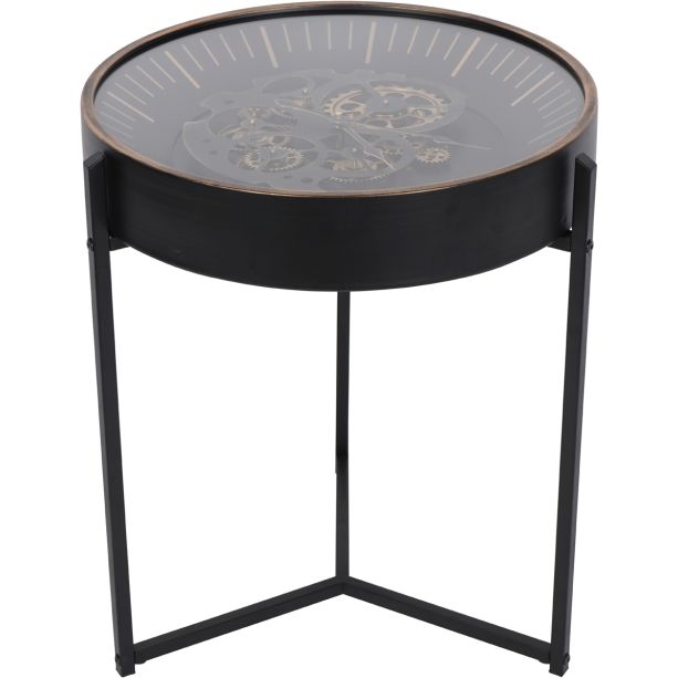 Palladium Side Table Clock with Moving Dials Black Gold by Libra Designs | Style Our Home