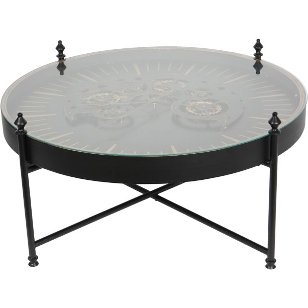 Palladium Coffee Clock Table with Moving Dials Black Gold by Libra Designs | Style Our Home