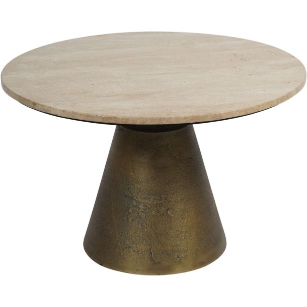 Bristol II Antique Brass and Light Travertine Coffee Table Small 60cm