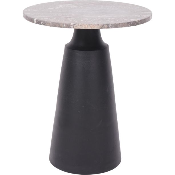 Clifton II Charcoal Black and Dark Travertine Side Table 40cm
