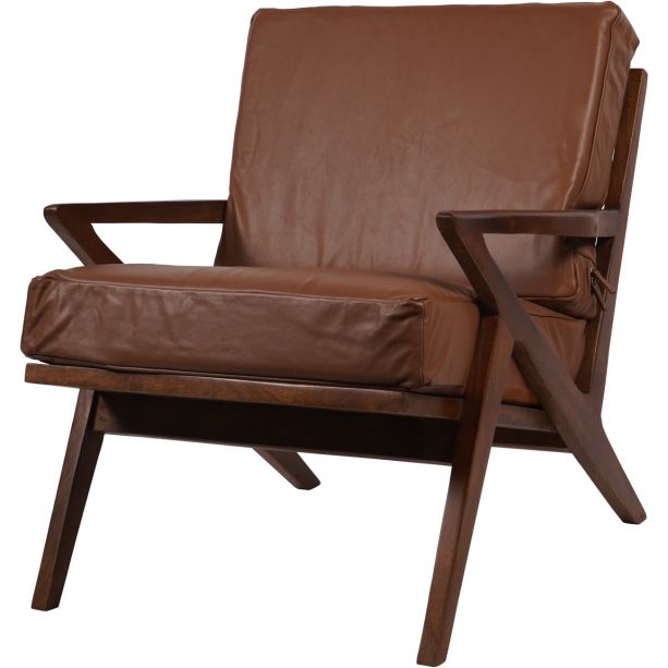 Athea Wooden Upholstered Leather Armchair by Ora Designs | Style Our Home