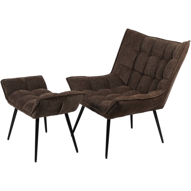 Christine Occasional Chair with Footstool in Brown Velour by Ora Designs | Style Our Home