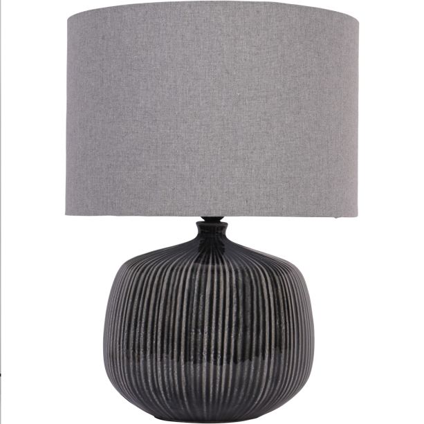Bruno Ceramic Table Lamp Charcoal with Shade E27 60W by Ora Designs | Style Our Home