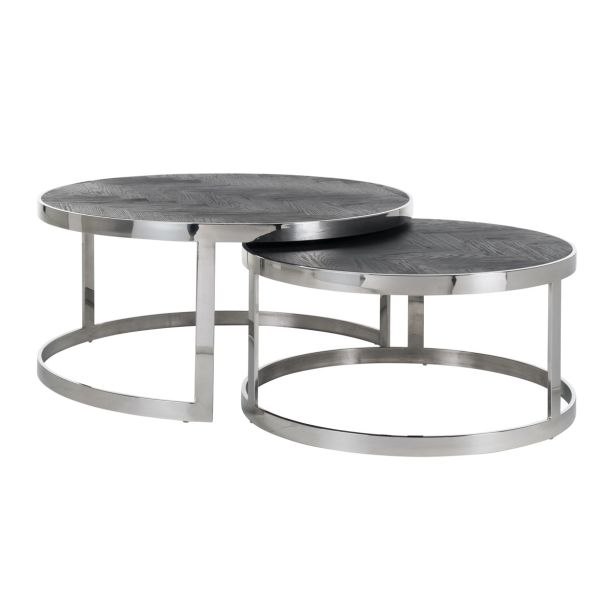 Blackbone SIlver Round Coffee Tables Set of 2 by Richmond Interiors - Style Our Home