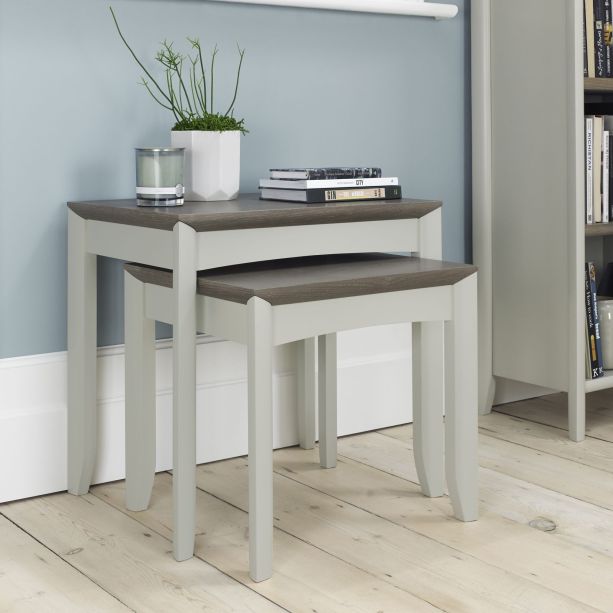 Bergen Grey Washed Oak & Soft Grey Nest of Tables - Style Our Home