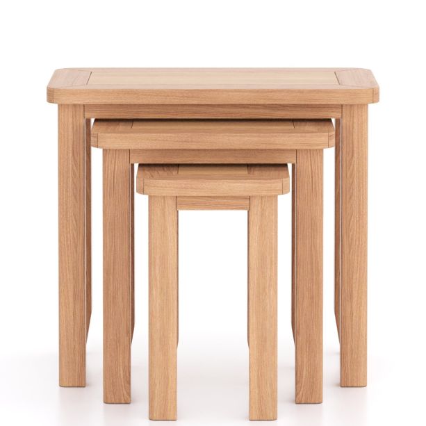 Arlyn Natual Oak Nest of 3 Tables by Hertiance Furniture | Style Our Home