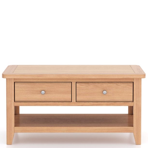 Arlyn Natual Oak Coffee Table 2 Drawers by Hertiance Furniture | Style Our Home