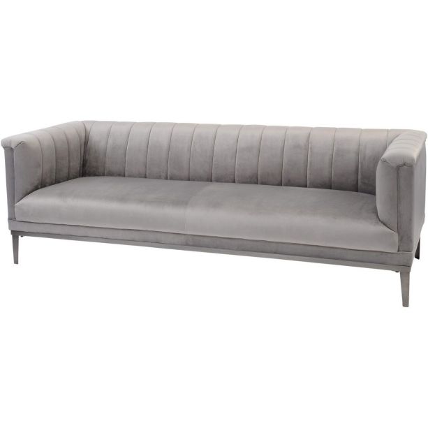 Belgravia Grey Three Seater Ribbed Sofa - Style Our Home 