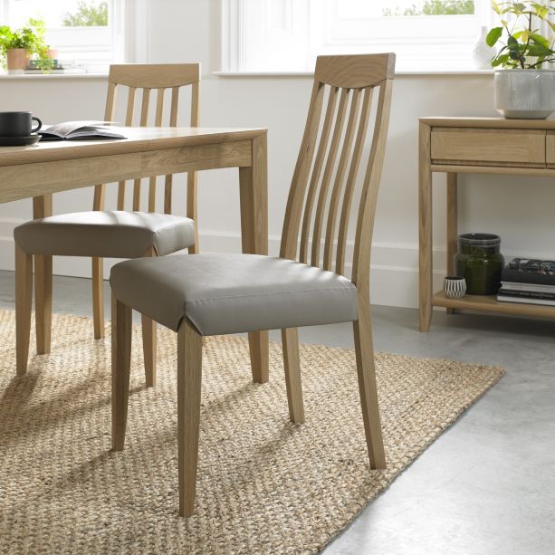 Bergen Oak High Slatted Grey Dining Chair (a pair) - Style Our Home