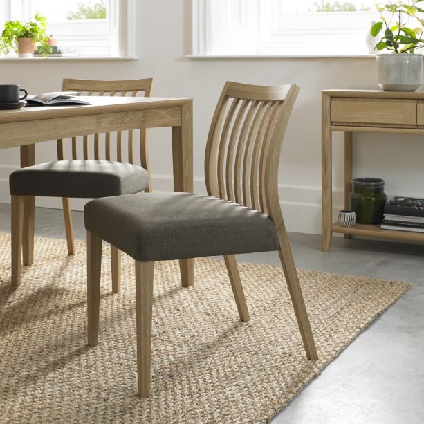 Bergen Oak Low Slatted Grey Dining Chair (a pair) - Style Our Home