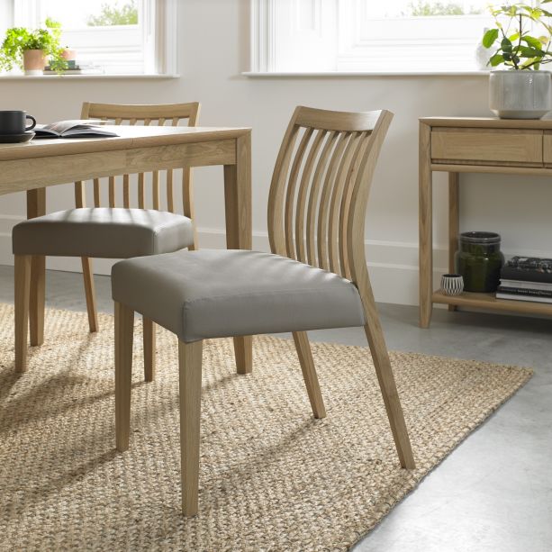 Bergen Oak Low Slatted Grey Dining Chair (a pair) - Style Our Home