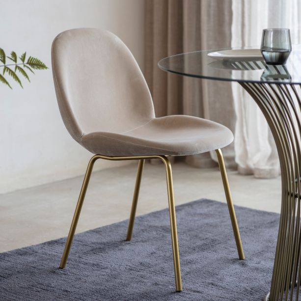 Flanagan Chair Oatmeal Velvet (2pk)