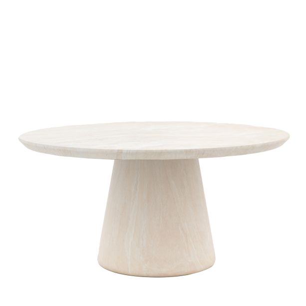 Pedra Round Dining Tble Travertine by Gallery Living | Style Our Home