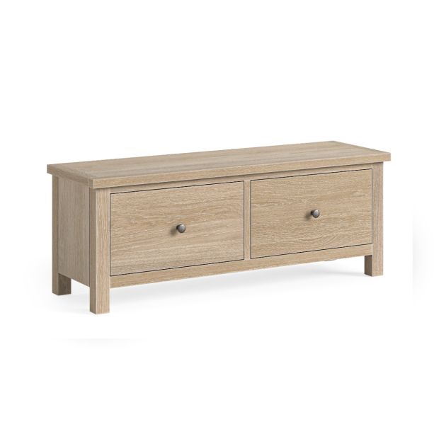 Modern Country Oak White Wash Large 2 Drawer Bench by Condell/Global Home Group | Style Our Home