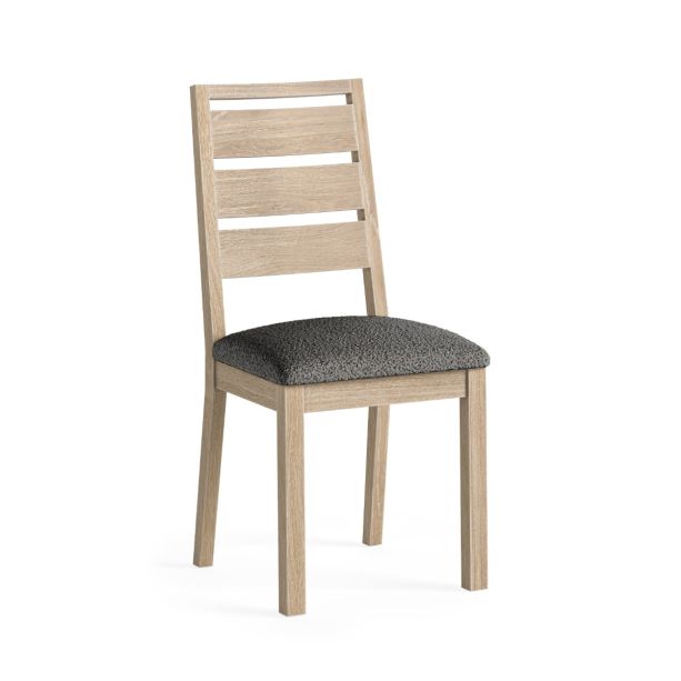Modern Country Oak White Wash Dining Chair with Grey Boucle Seat by Condell/Global Home Group | Style Our Home