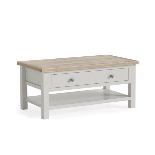 Modern Country Light Grey Coffee Table with Shelf by Condell/Global Home Group | Style Our Home