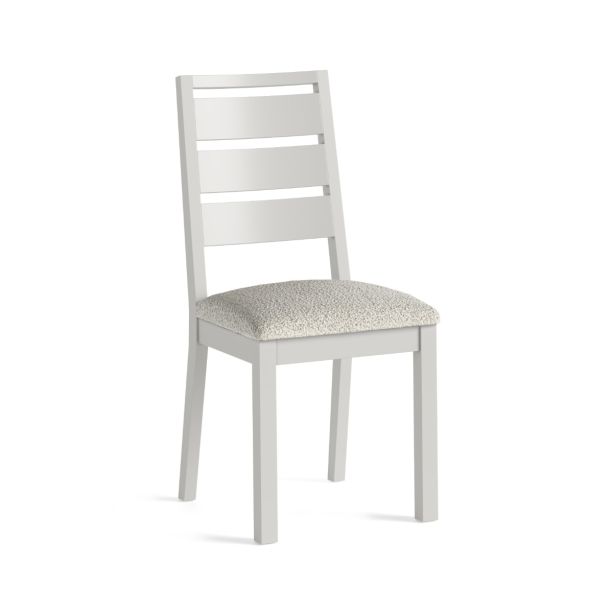 Modern Country Light Grey Dining Chair with White Boucle Seat by Condell/Global Home Group | Style Our Home