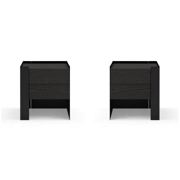 Tunica Bedside Table - Black Oak - Pair by Tommy Franks | Style Our Home