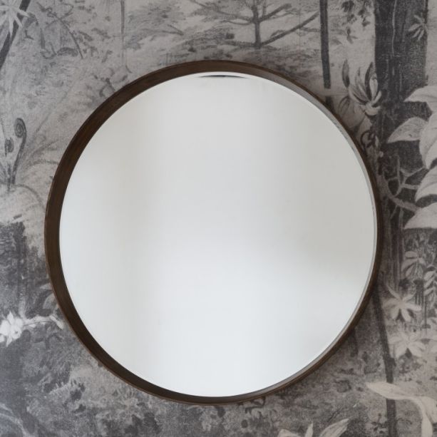 Keaton Round Mirror Walnut - Style Our Home 