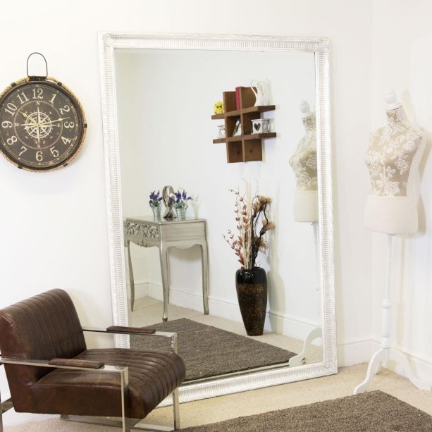 Gaia Vintage White Antique Design Large Leaner Mirror