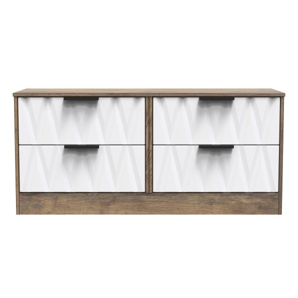 Las Vegas 4 Drawer Bed Box in White Matt & Vintage Oak
