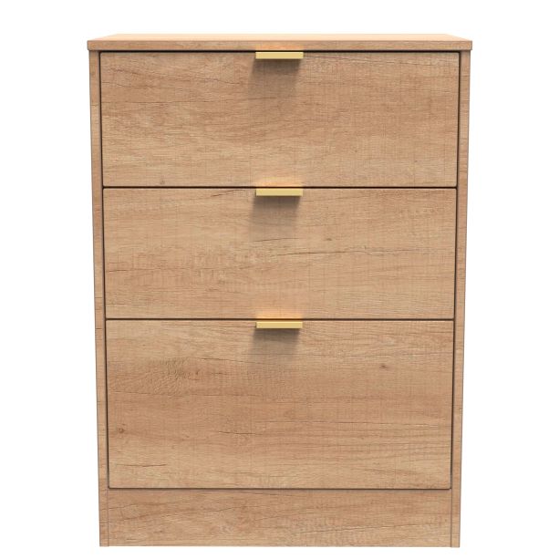 Nashville-3 Drawer Bedside Cabinet in Nebraska Oak by Welcome Furniture | Style Our Home