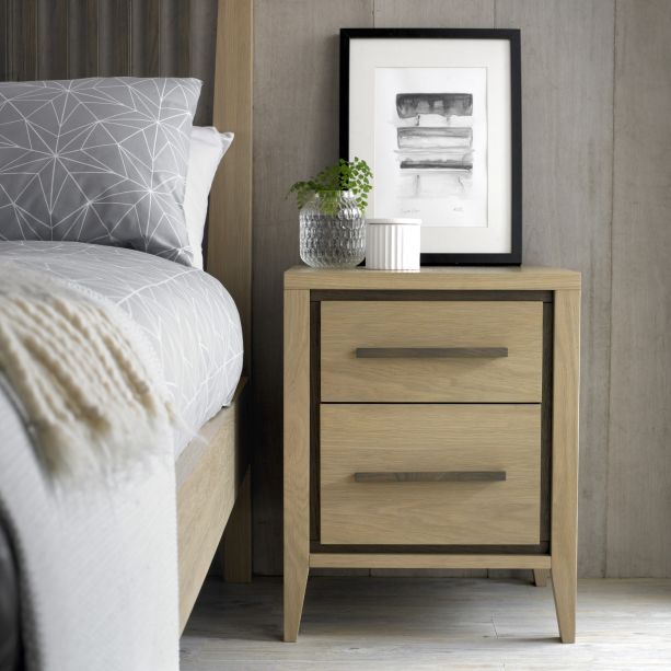 Bentley Designs Rimini Aged & Weathered Oak 2 Drawer Nightstand  