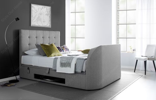 Barnard Fabric TV Bed and Ottoman 6' Super Kingsize Bedstead - Style Our Home 