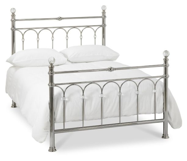 Krystal Shiny Nickel 4'6 Double Bedstead - Style Our Home