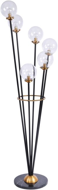 Mercer Black and Brass Glass Bubble Floor Lamp By Libra | Style Our Home