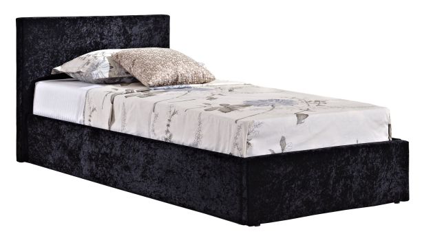 Berlin Black Crushed Velvet Single Ottoman Bed