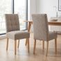 Belgraone Oatmeal Tweed Effect Waffle Back Dining Chair – Natural Legs (2pk) by Shankar | Style Our Home