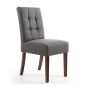 Belgraone Steel Grey Linen Effect Waffle Back Dining Chair – Walnut Legs (2pk) by Shankar | Style Our Home