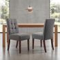 Belgraone Steel Grey Linen Effect Waffle Back Dining Chair – Walnut Legs (2pk) by Shankar | Style Our Home