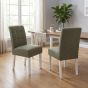 Alderfield Green Weave Waffle Back Dining Chair – White Legs (2pk) by Shankar | Style Our Home