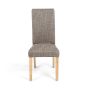 Ashbourlio Tweed Effect Roll Back Dining Chair – Natural Legs (2pk)