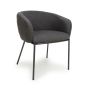Westboham Grey Bouclé Curved Arm Dining Chair – Black Metal Legs (2pk)