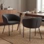 Westboham Grey Bouclé Curved Arm Dining Chair – Black Metal Legs (2pk) by Shankar | Style Our Home