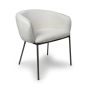 Westboham White Bouclé Curved Arm Dining Chair – Black Metal Legs (2pk)