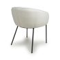 Westboham White Bouclé Curved Arm Dining Chair – Black Metal Legs (2pk)