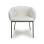 Westboham White Bouclé Curved Arm Dining Chair – Black Metal Legs (2pk)
