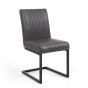 Langfland Brownish Grey Leather Effect Industrial Dining Chair – Dark Grey Cantilever Legs (2pk)