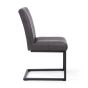 Langfland Brownish Grey Leather Effect Industrial Dining Chair – Dark Grey Cantilever Legs (2pk)
