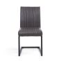 Langfland Brownish Grey Leather Effect Industrial Dining Chair – Dark Grey Cantilever Legs (2pk)